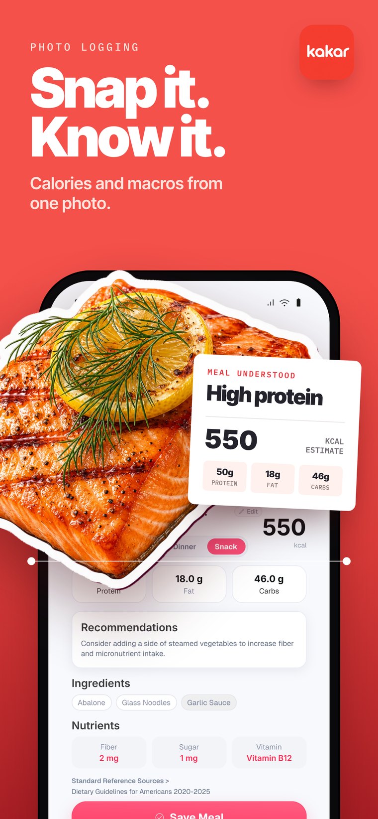 Store screenshot: Snap it. Know it.