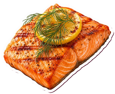 Grilled salmon with lemon and dill